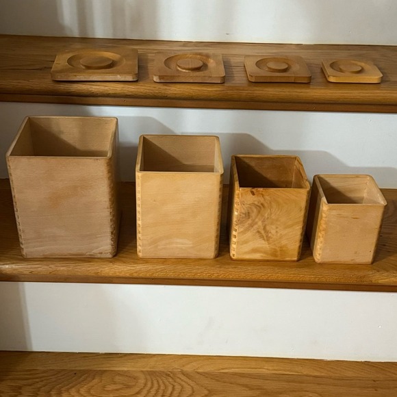 MCM Wooden Kitchen Canister Set Rooster Nesting Boxes Japan - Picture 10 of 12